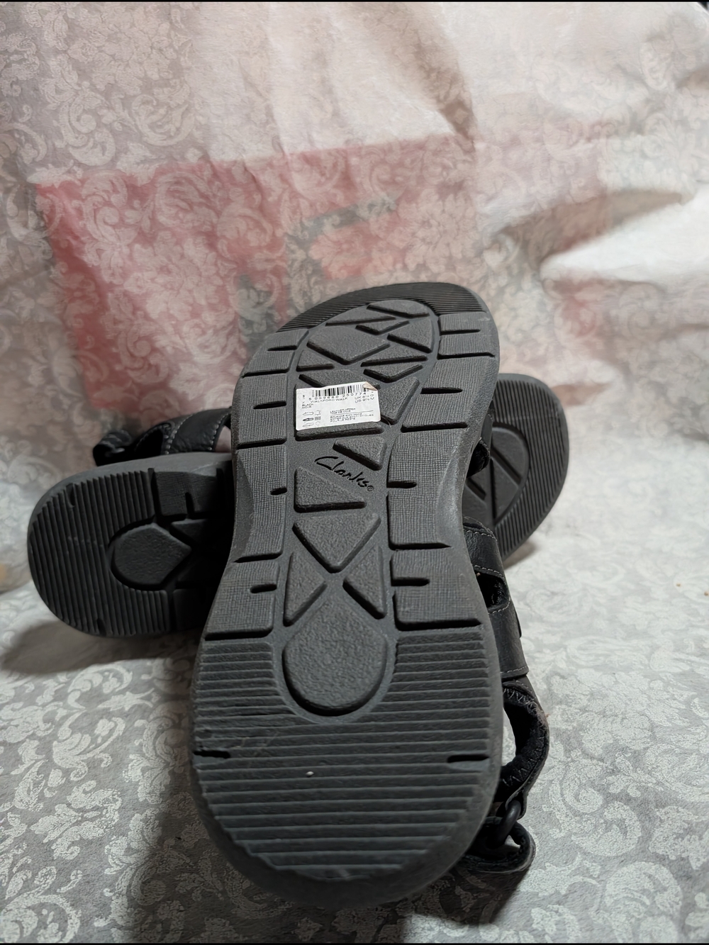 Clarks Collection Black Leather Velcro Sandals - Picture 2 of 4